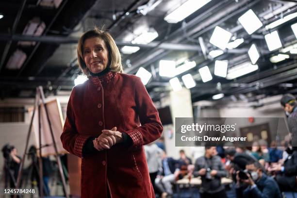 Speaker of the House Nancy Pelosi departs her final weekly news conference at the U.S. Capitol on December 22, 2022 in Washington, DC. Today was her...