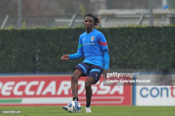 Ibrahima Ariel Bamba of Italy during Italy training camp at Centro Tecnico Federale di Coverciano on December 22, 2022 in Florence, Italy.