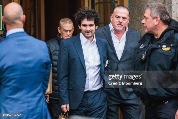 Sam Bankman-Fried, co-founder of FTX Cryptocurrency Derivatives Exchange, departs from court in New York, US, on Thursday, Dec. 22, 2022....