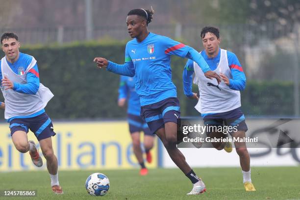 Ibrahima Ariel Bamba of Italy during Italy training camp at Centro Tecnico Federale di Coverciano on December 22, 2022 in Florence, Italy.