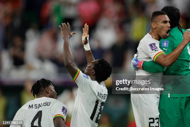 Mohammed Salisu of Ghana, Daniel Amartey of Ghana, Alexander Djiku of Ghana, Lawrence Ati Zigi of Ghana celebrating the victory during the World Cup...