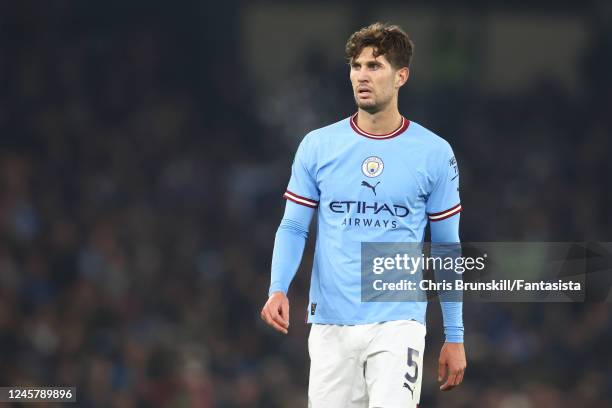 John Stones of Manchester City in action during the Carabao Cup Fourth Round match between Manchester City and Liverpool at Etihad Stadium on...