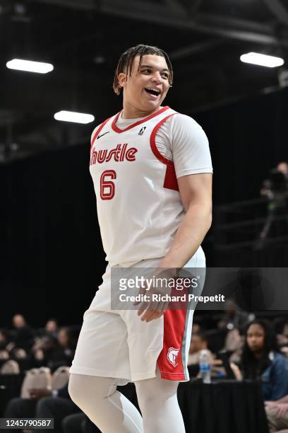 Kenny Lofton Jr. #6 of the Memphis Hustle smiles during the game against the Motor City Cruise during the 2022-23 G League Winter Showcase on...
