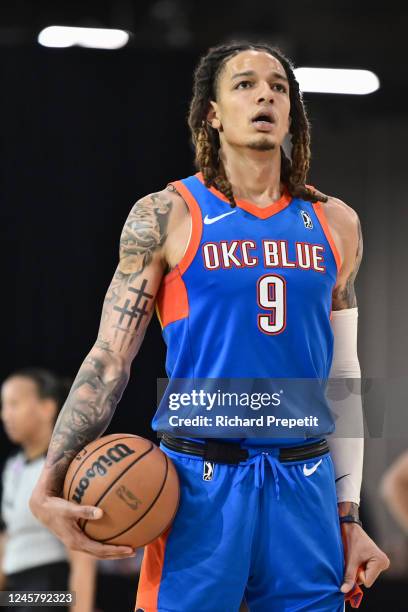 Wilson of the Oklahoma City Blue shoots free throw during the game against the Fort Wayne Mad Ants during the 2022-23 G League Winter Showcase on...