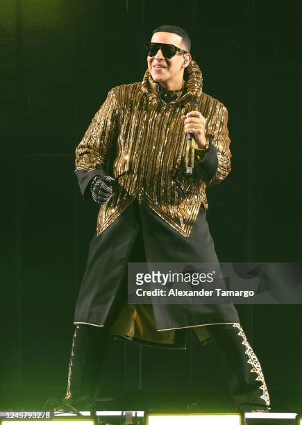 Daddy Yankee performs during his La Ultima Vuelta LEGENDADDY Farewell Tour at FTX Arena on December 22, 2022 in Miami, Florida.
