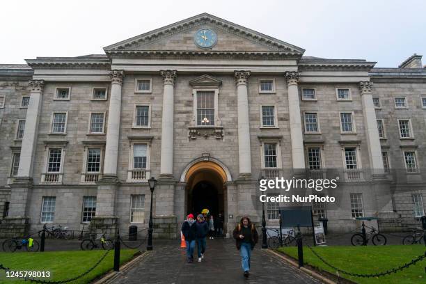 Entrance to Trinity College, which was founded in 1592 by Queen Elizabeth I, and is the sole constituent college of the University of Dublin, the...