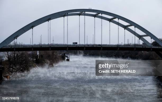 Steam rises off of the Cumberland River in Nashville, Tennessee on December 23, 2022 after winter storm Elliot moved through the Middle Tennessee...