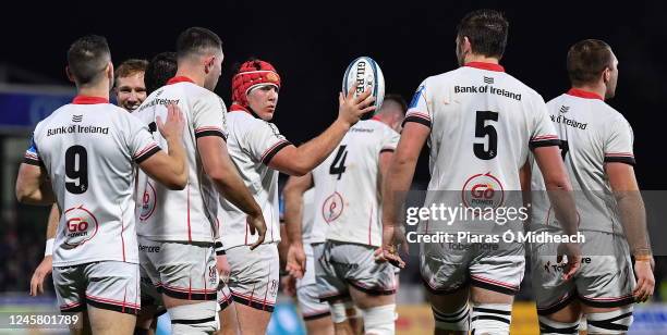 Galway , Ireland - 23 December 2022; Tom Stewart of Ulster with the ball after scoring his side's second try during the United Rugby Championship...