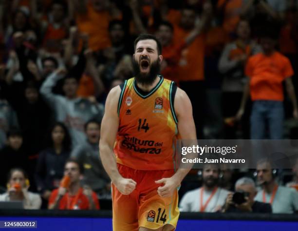 Bojan Dubljevic, #14 of Valencia Basket in action during the 2022-23 Turkish Airlines EuroLeague Regular Season Round 15 game between Valencia Basket...