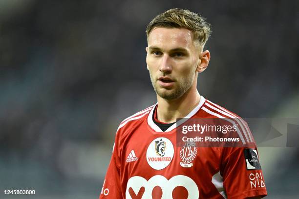 Barret Laursen Jacob midfielder of Standard Liege pictured during the Jupiler Pro League match between KAA Gent and Standard de Liege in the Ghelamco...