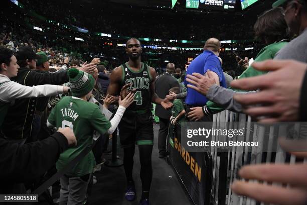 Noah Vonleh of the Boston Celtics walks off the court after the game against the Minnesota Timberwolves on December 23, 2022 at the TD Garden in...