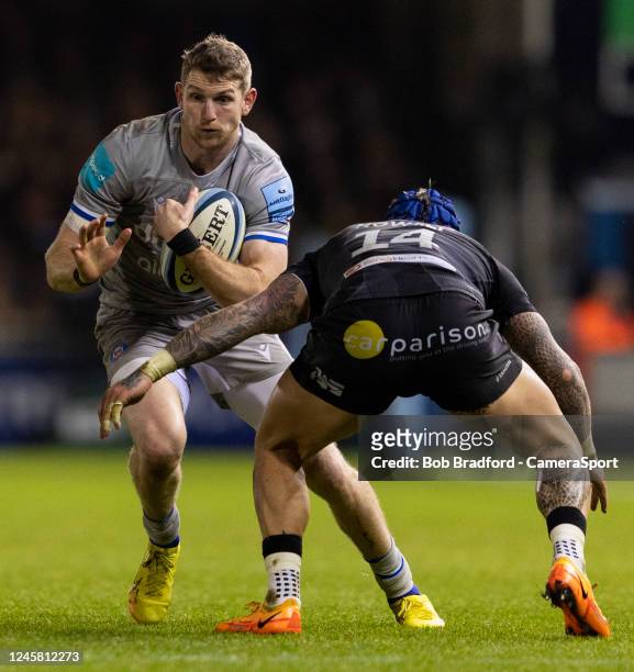 Bath Rugby's Ruaridh McConnochie in action during the Gallagher Premiership Rugby match between Exeter Chiefs and Bath Rugby at Sandy Park on...