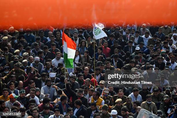 Congress leader Rahul Gandhi, his niece Miraya Vadra, Congress party leader Priyanka Gandhi and her husband Robert Vadra take part in an ongoing...