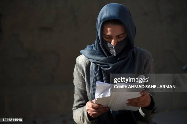 In this picture taken on December 23 Marwa, a student speaks during an interview with AFP at her home in Kabul. - Marwa was just a few months away...