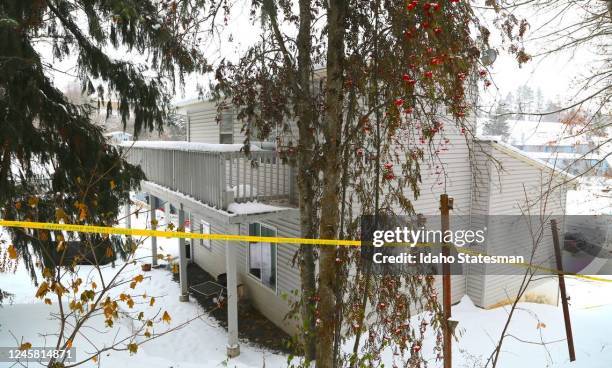 View from the back of the house on the 1100 block of King Road in Moscow where police found four University of Idaho students stabbed to death Nov....