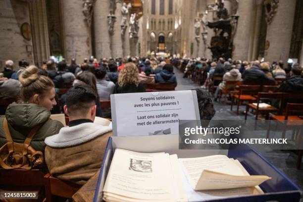 Illustration picture shows the celebration of the Midnight mass on Christmas eve at the 'Kathedraal van Sint-Michiel en Sint-Goedele - Cathedrale...