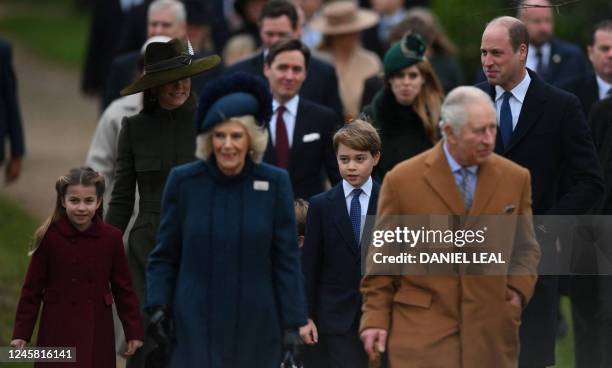 Britain's Princess Charlotte of Wales, Britain's Catherine, Princess of Wales, Britain's Prince George of Wales, Britain's Prince Louis of Wales and...