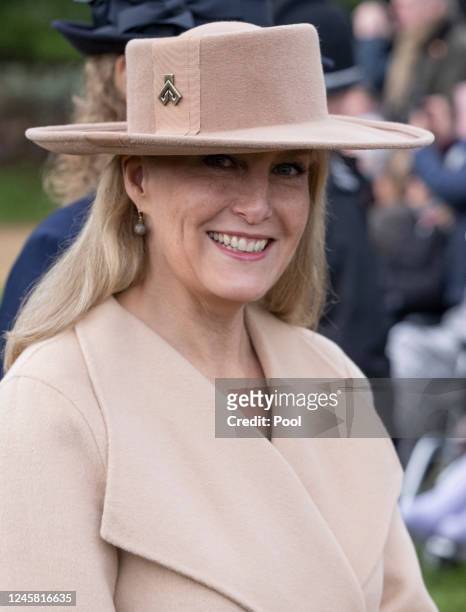 Sophie, Countess of Wessex attends the Christmas Day service at St Mary Magdalene Church on December 25, 2022 in Sandringham, Norfolk. King Charles...