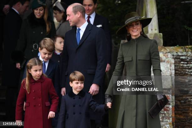 Britain's Princess Charlotte of Wales, Britain's Prince George of Wales, Britain's Prince William, Prince of Wales, Britain's Prince Louis of Wales...