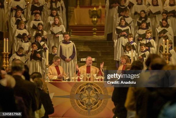 View of Christmas morning Eucharist service at Canterbury Cathedral held by the Archbishop Justin Welby in Canterbury, United Kingdom on December 25,...