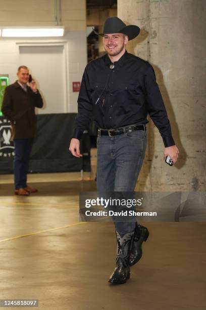 Luka Doncic of the Dallas Mavericks arrives to the arena before the game against the Los Angeles Lakers on December 25, 2022 at the American Airlines...