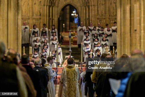 View of Christmas morning Eucharist service at Canterbury Cathedral held by the Archbishop Justin Welby in Canterbury, United Kingdom on December 25,...