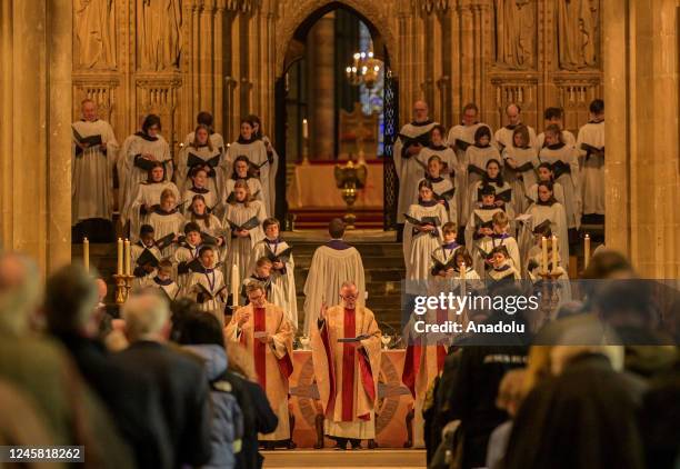 View of Christmas morning Eucharist service at Canterbury Cathedral held by the Archbishop Justin Welby in Canterbury, United Kingdom on December 25,...