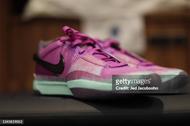 Ja Morant of the Memphis Grizzlies debuts his Nike Signature Shoe, the Ja 1 "Day One", on December 25, 2022 at Chase Center in San Francisco,...