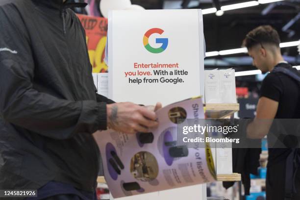 Google logo on an advertisement at a JB Hi-Fi Ltd. Store in Sydney, Australia, on Monday, Dec. 26, 2022. Australias consumer sentiment remained...