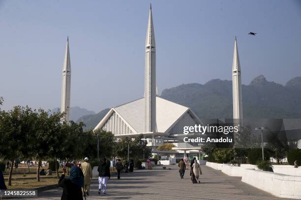 View of Faisal Mosque, one of the largest mosques around the world and drawing attention as a symbol, in Islamabad, Pakistan on December 12, 2022....