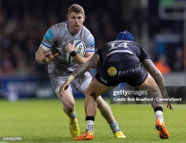 Bath Rugby's Ruaridh McConnochie in action during the Gallagher Premiership Rugby match between Exeter Chiefs and Bath Rugby at Sandy Park on...