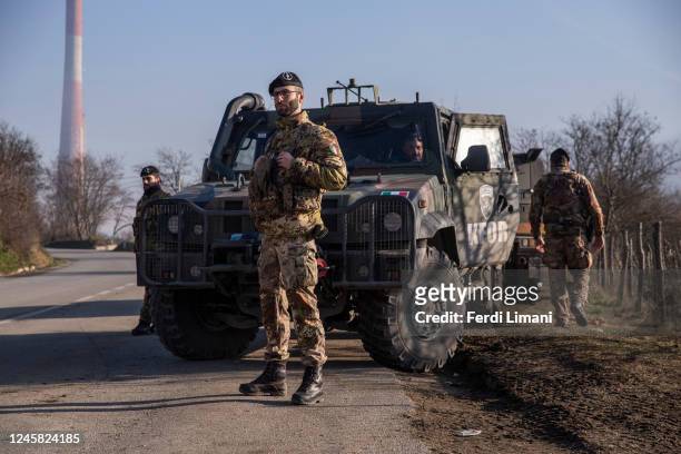Nato led soldiers of Italian army in the village of Rudare on December 26, 2022 near Zvecan, Kosovo. According to officials, shots were fired in an...