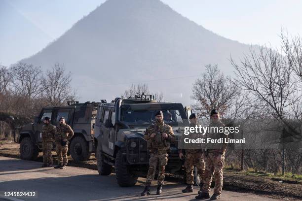 Nato led soldiers of Italian army in the village of Rudare on December 26, 2022 near Zvecan, Kosovo. According to officials, shots were fired in an...