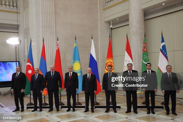 Azerbaijan's President Ilham Aliyev, Armenian Prime Minister Nikol Pashinyan, Belarussian President Alexander Lukashenko, Kazakh President...