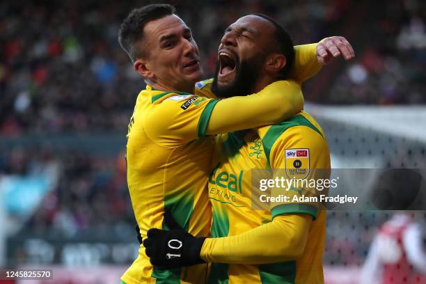 Matt Phillips of West Bromwich Albion celebrates after scoring a goal to make it 0-1 with Jed Wallace of West Bromwich Albion during the Sky Bet...