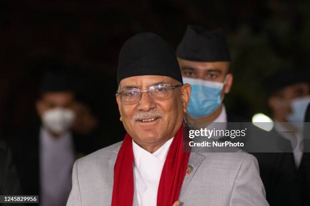 Nepal's newly elected Prime Minister Pushpa Kamal Dahal also known as Prachanda arrives at the Office of the Prime Minister and Council of Ministers...