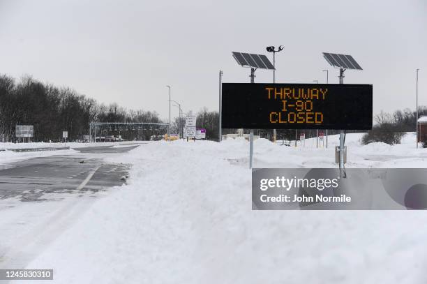 The New York State Thruway remains closed on December 26, 2022 in Hamburg, New York. The historic winter storm Elliott dumped up to four feet of snow...