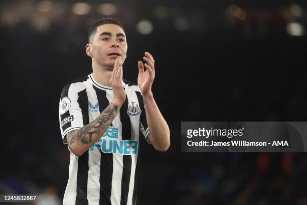 Miguel Almiron of Newcastle United during the Premier League match between Leicester City and Newcastle United at The King Power Stadium on December...