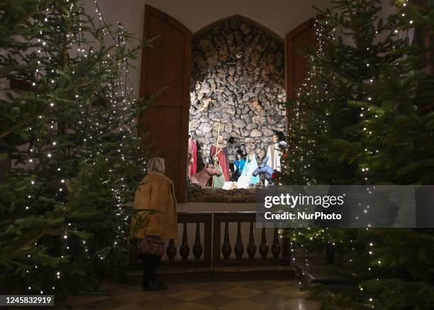 Nativity Scene inside the Holy Trinity Basilica in Krakow, seen on St Stephen's Day. On Monday, December 26 in Krakow, Lesser Poland Voivodeship,...