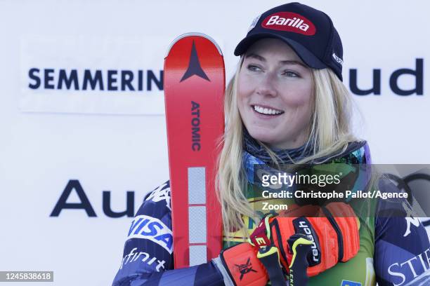 Mikaela Shiffrin of Team United States takes 1st place during the Audi FIS Alpine Ski World Cup Women's Giant Slalom on December 27, 2022 in...