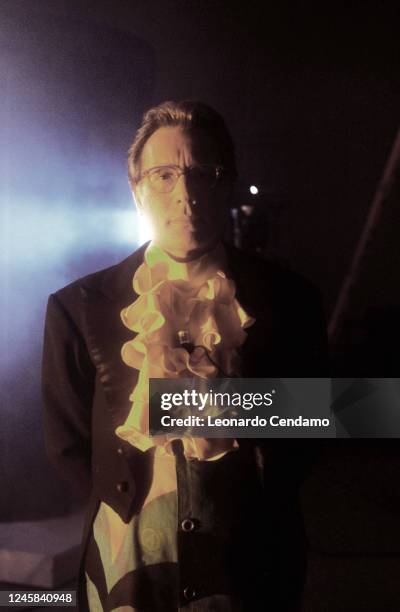 Italian singer-songwriter Enzo Jannacci performing on RAI's television show "Trasmissione forzata", Milan, Italy, 28th March 1988.