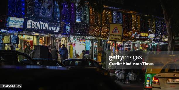 Less Crowd at Janpath Market due to cold evening on December 27, 2022 in New Delhi, India. The lowest minimum temperature in Delhi NCR was recorded...