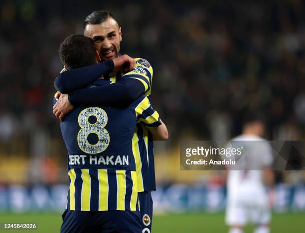 Serdar Dursun of Fenerbahce celebrates his goal during the Turkish Super Lig week 16 soccer match between Fenerbahce and Atakas Hatayspor at Ulker...