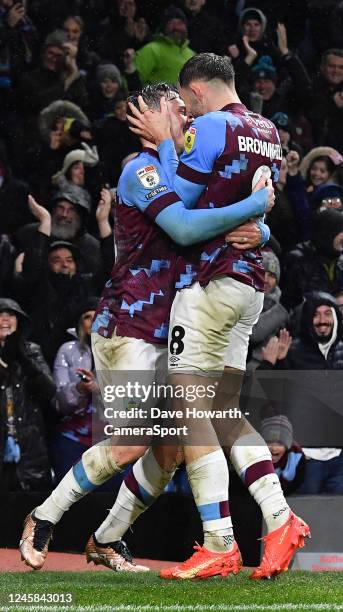 Burnley's Connor Roberts celebrates scoring his teams 2nd goal during the Sky Bet Championship between Burnley and Birmingham City at Turf Moor on...