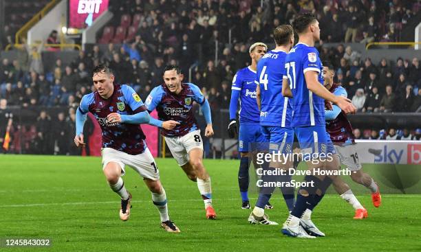 Burnley's Connor Roberts celebrates scoring his teams 2nd goal during the Sky Bet Championship between Burnley and Birmingham City at Turf Moor on...
