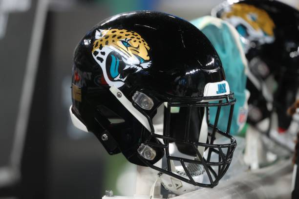 General view of a Jacksonville Jaguars helmet during the National Football League game between the New York Jets and the Jacksonville Jaguars on...