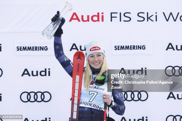 Mikaela Shiffrin of Team United States takes 1st place during the Audi FIS Alpine Ski World Cup Women's Giant Slalom on December 28, 2022 in...