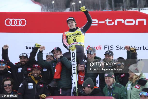 James Crawford of Team Canada takes 2nd place during the Audi FIS Alpine Ski World Cup Men's Downhill on December 28, 2022 in Bormio, Italy.