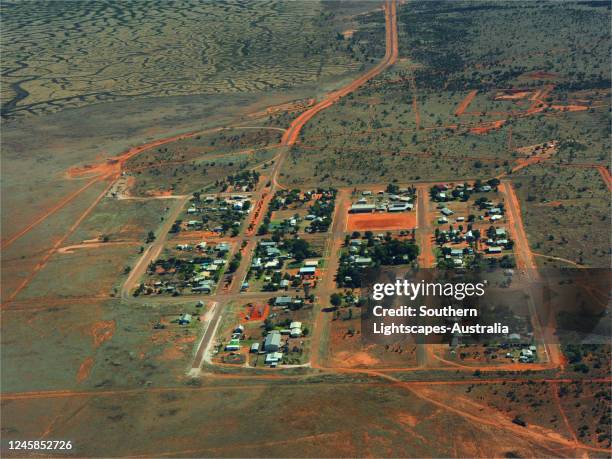 an aerial viewpoint of the vast and almost empty channel country, in south western queensland, outback australia. - queensland stock pictures, royalty-free photos & images
