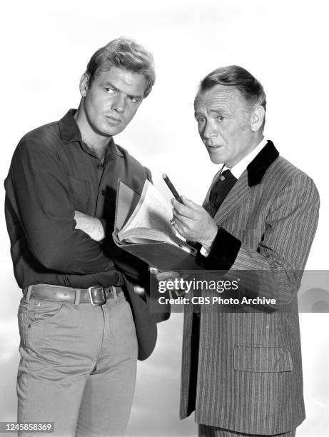 Dundee and the Culhane. A CBS television western series. Premiere episode broadcast September 6, 1967. Pictured from left is Sean Garrison and John...